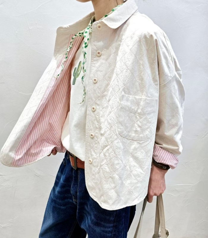 韓 壓紋襯衫外套 2色