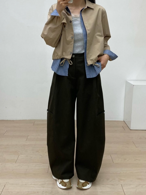 韓 假兩件式接條文外套 2色