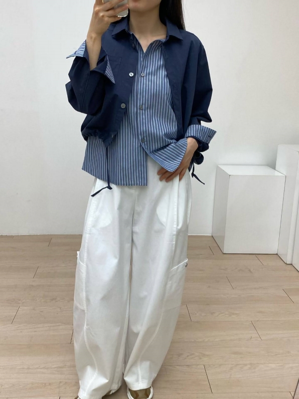 韓 假兩件式接條文外套 2色