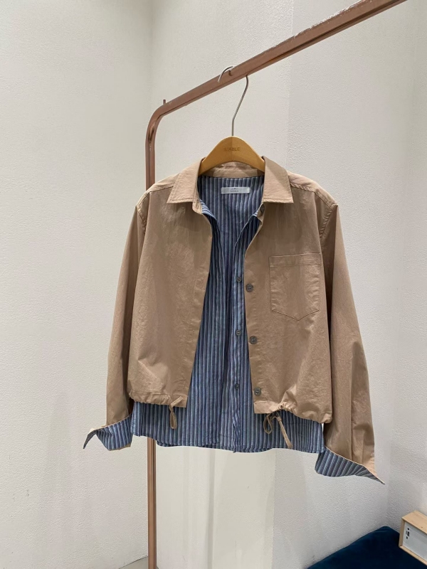 韓 假兩件式接條文外套 2色