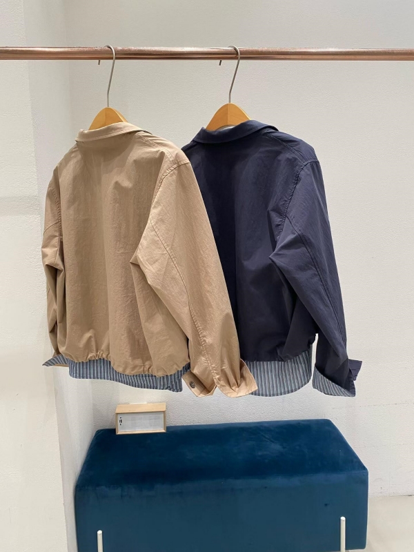 韓 假兩件式接條文外套 2色