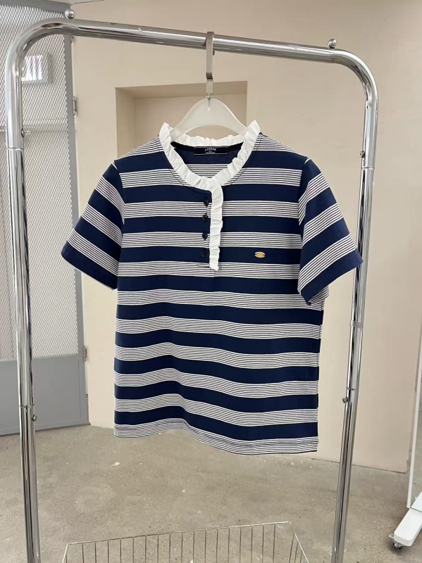 韓 小荷葉領條紋上衣 4色 size