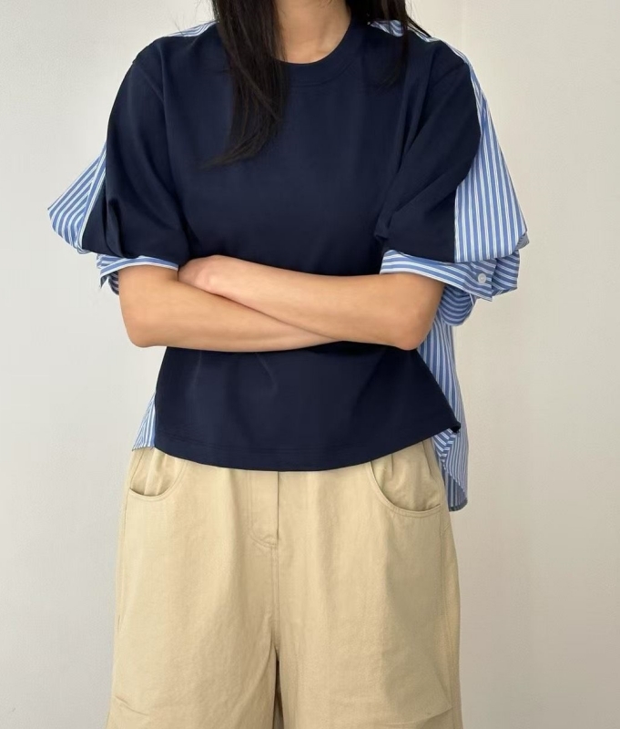 韓 背細條上衣 2色