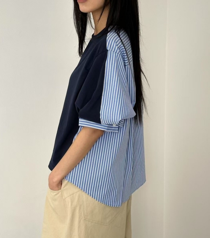 韓 背細條上衣 2色