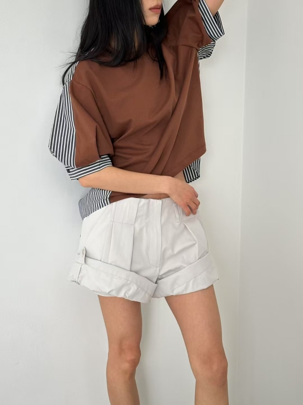 韓 背細條上衣 2色