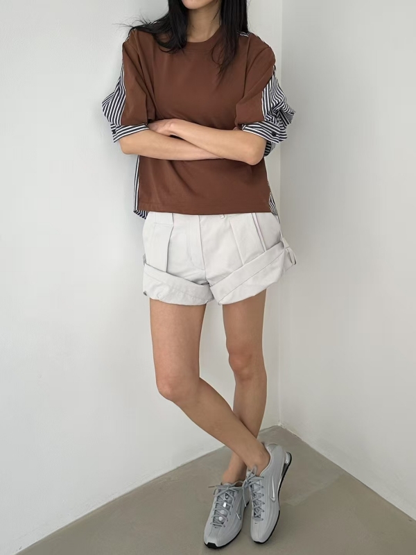 韓 背細條上衣 2色