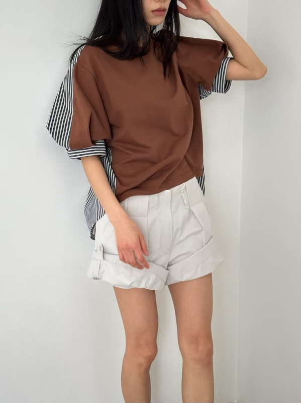 韓 背細條上衣 2色