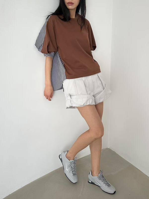 韓 背細條上衣 2色