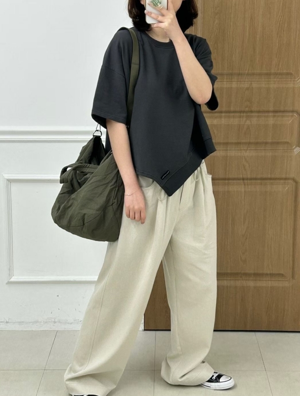 韓 斜邊素上衣 4色