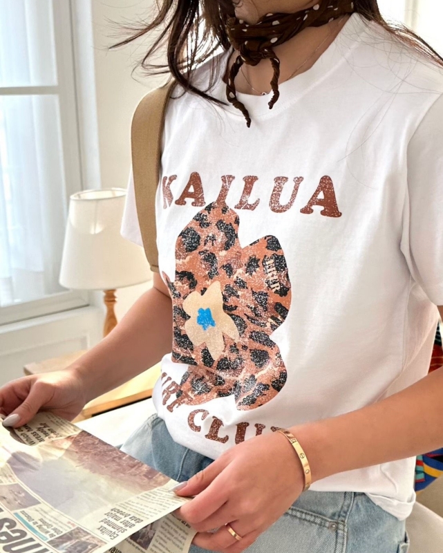 韓 豹紋花上衣 2色 size