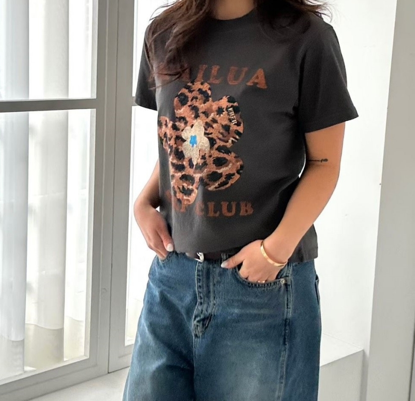 韓 豹紋花上衣 2色 size