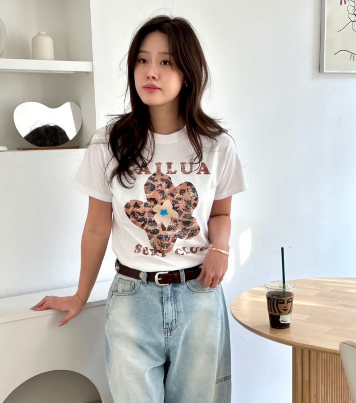 韓 豹紋花上衣 2色 size