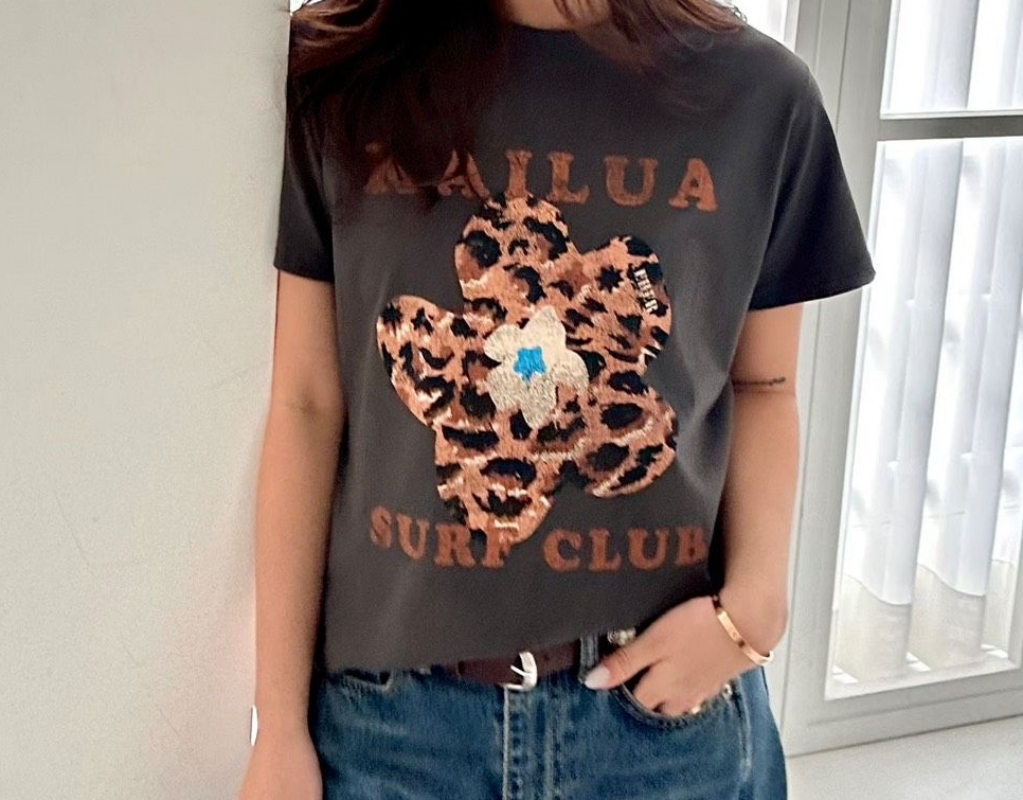 韓 豹紋花上衣 2色 size