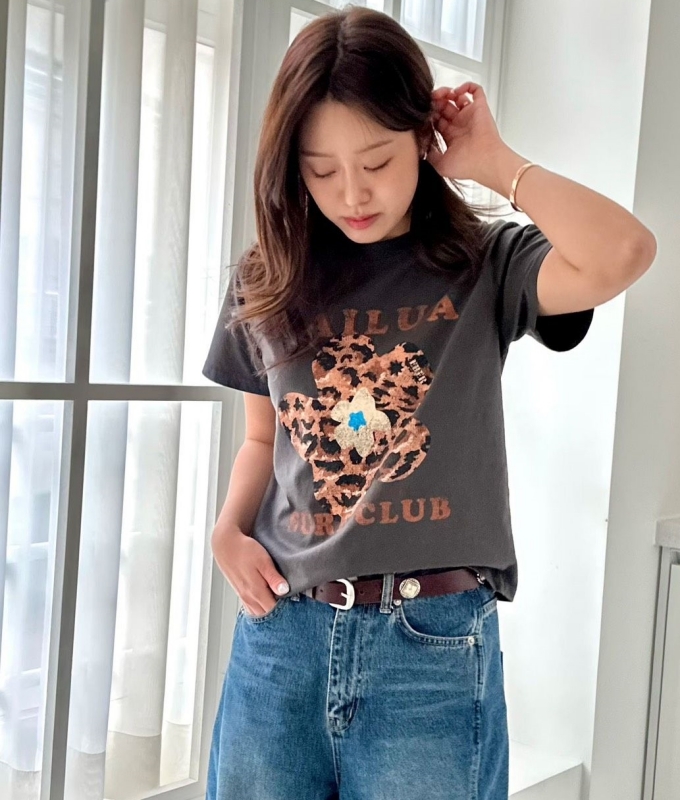 韓 豹紋花上衣 2色 size