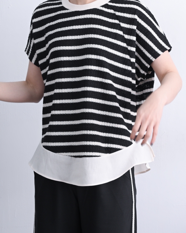 韓 下接布條文上衣 size