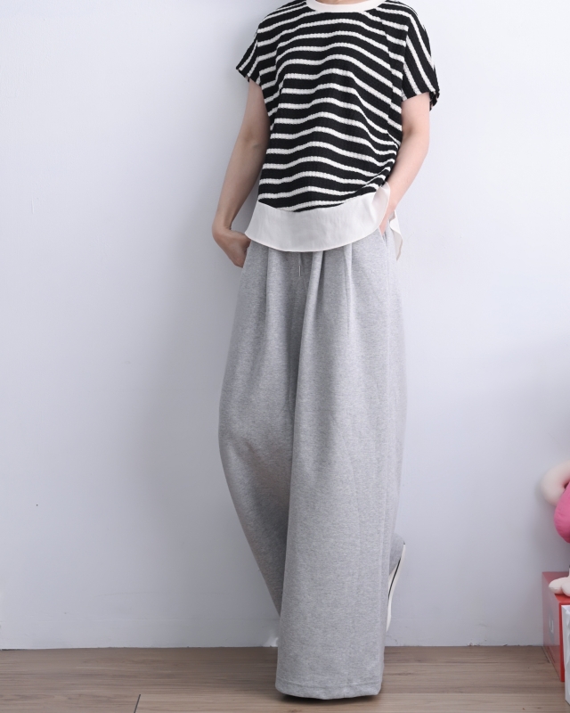 韓 下接布條文上衣 size