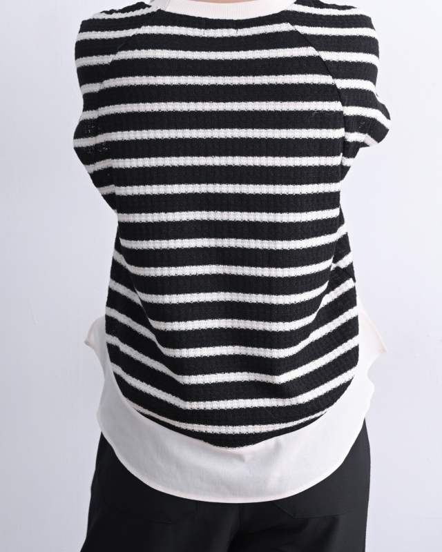 韓 下接布條文上衣 size