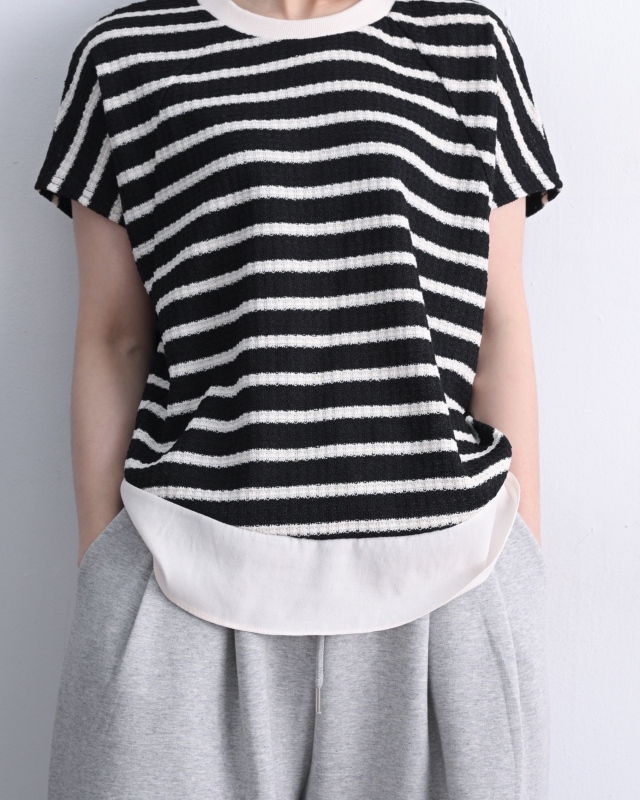 韓 下接布條文上衣 size