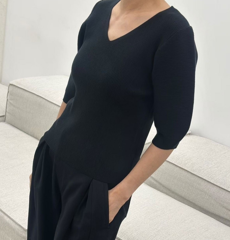 韓 V領弧袖上衣 2色