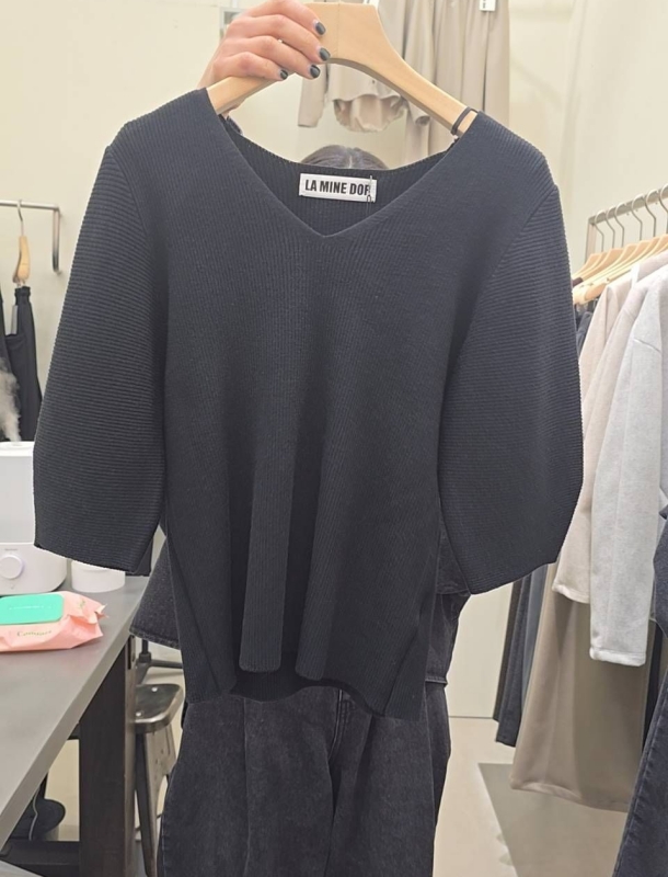 韓 V領弧袖上衣 2色