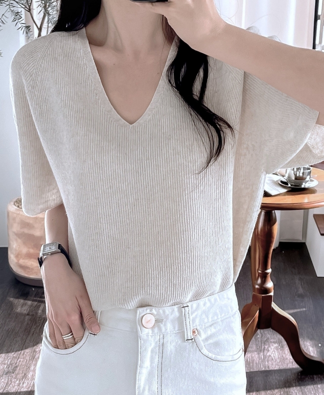 韓 V領針織上衣 4色