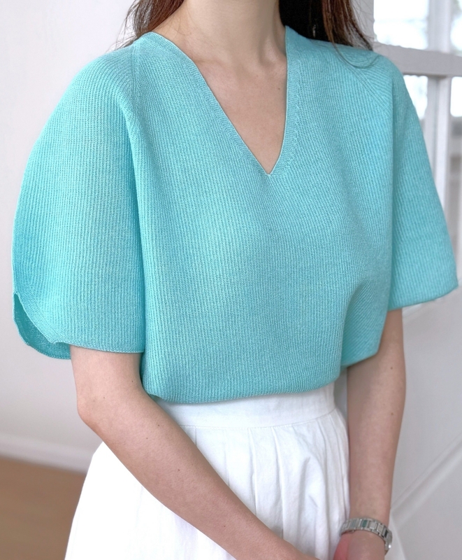 韓 V領針織上衣 4色