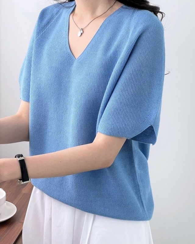韓 V領針織上衣 4色