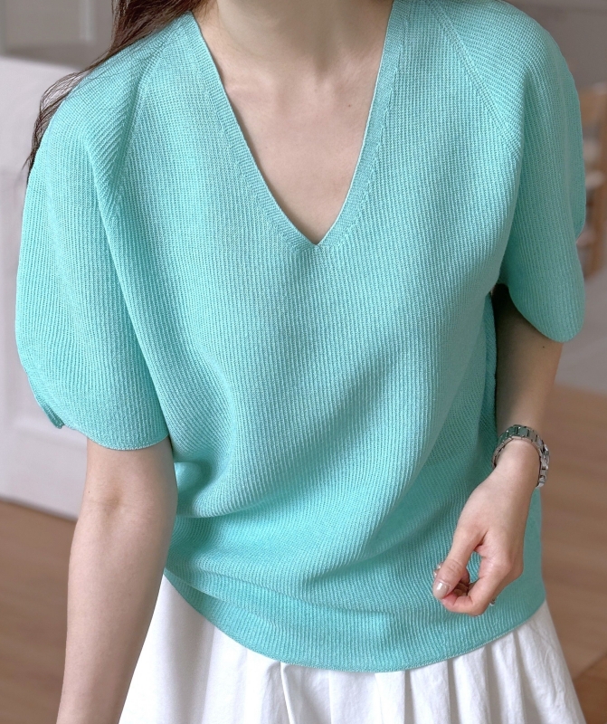 韓 V領針織上衣 4色