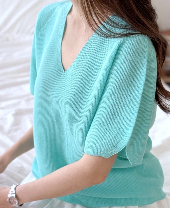 韓 V領針織上衣 4色