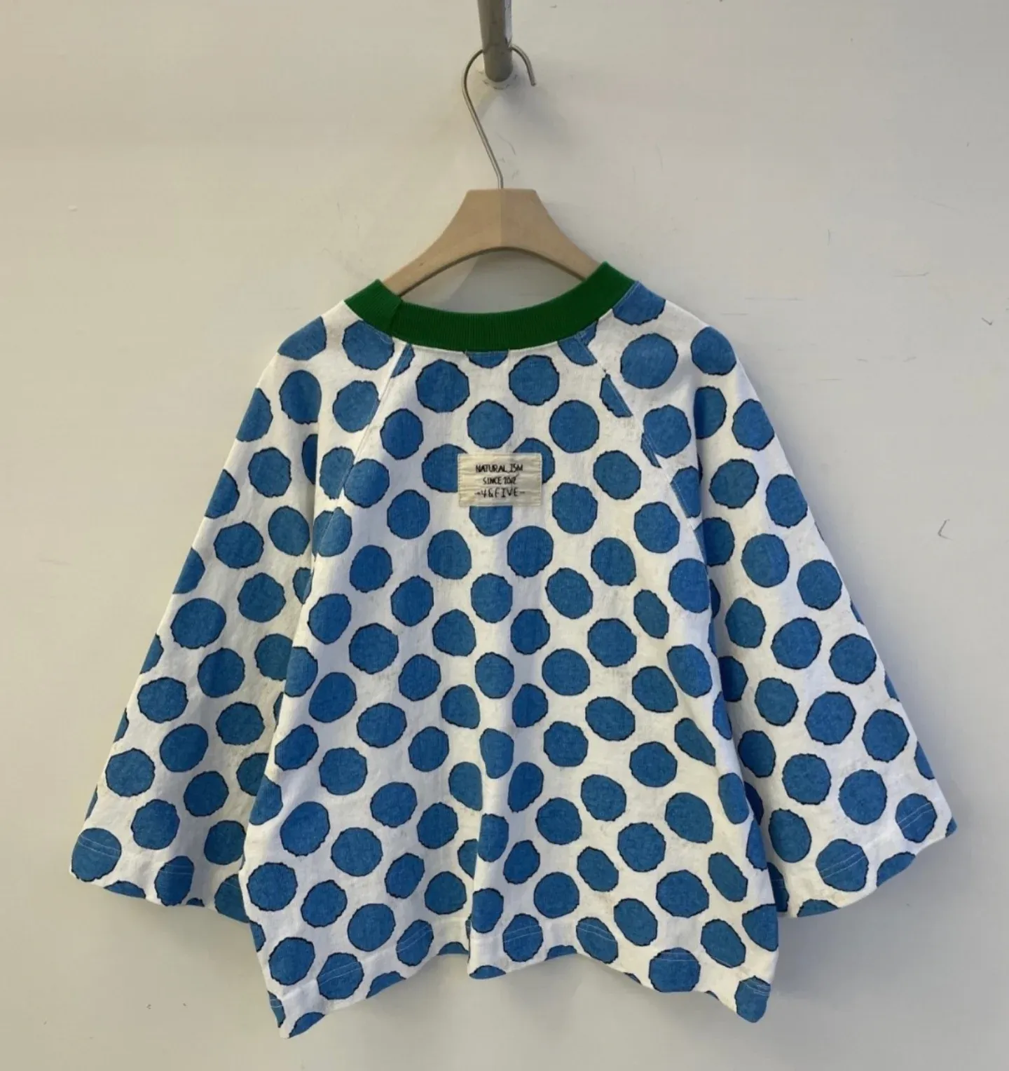 韓 領配色點點上衣 3色