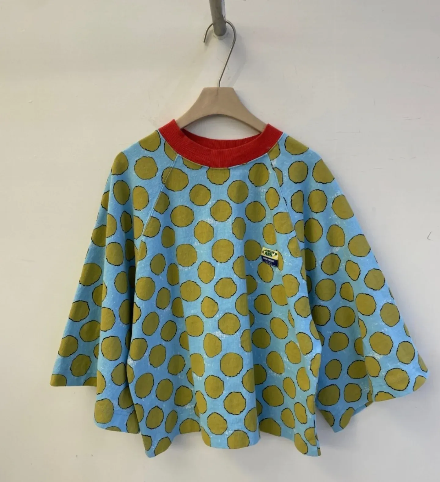 韓 領配色點點上衣 3色