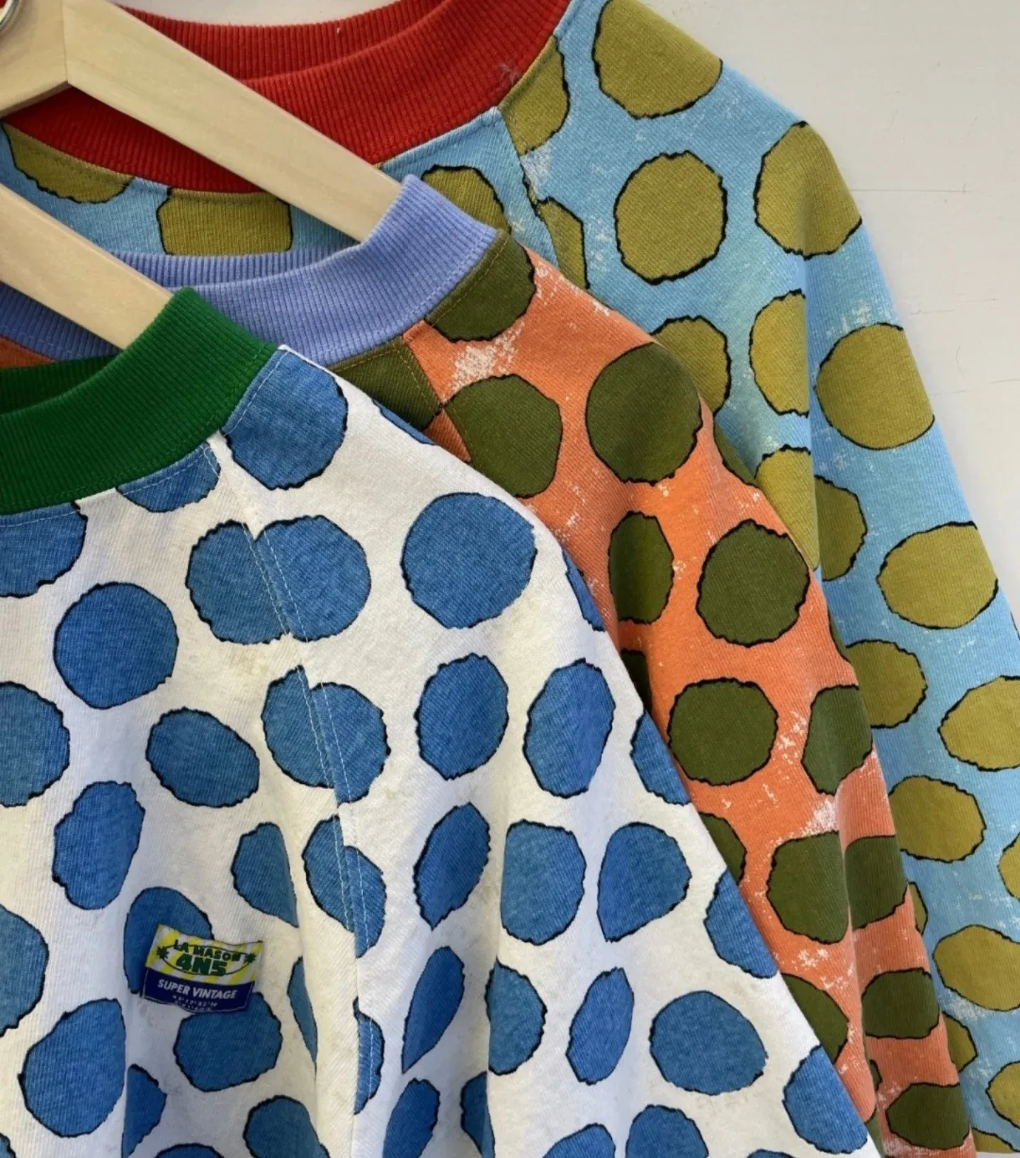 韓 領配色點點上衣 3色