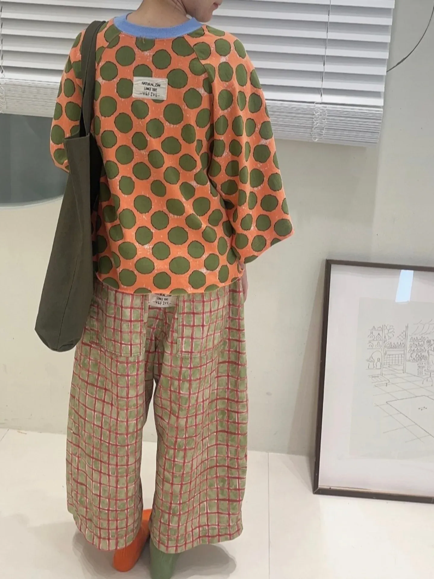 韓 領配色點點上衣 3色