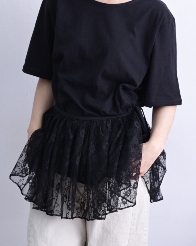 韓 素色上衣+蕾絲披肩 3色  size