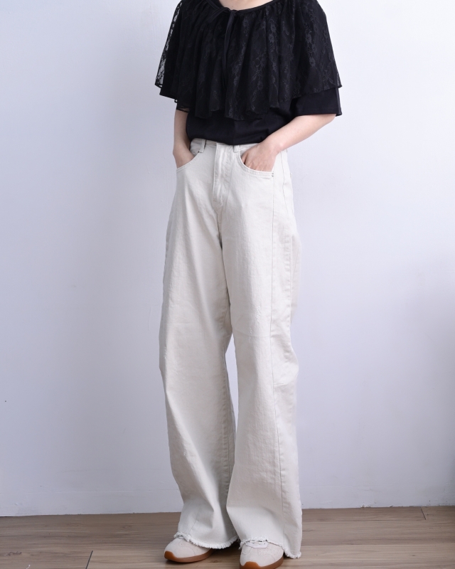 韓 素色上衣+蕾絲披肩 3色  size