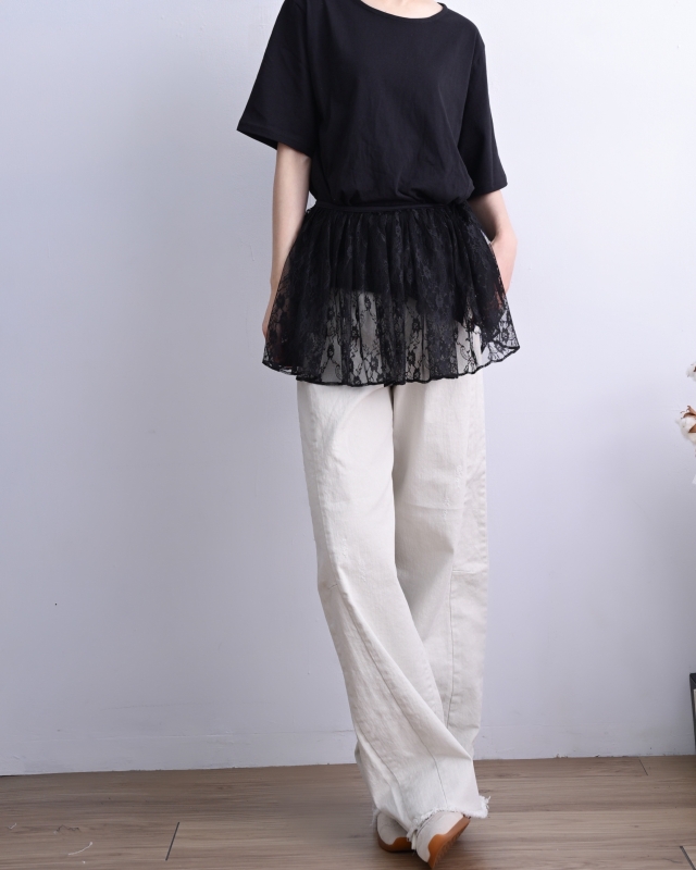 韓 素色上衣+蕾絲披肩 3色  size