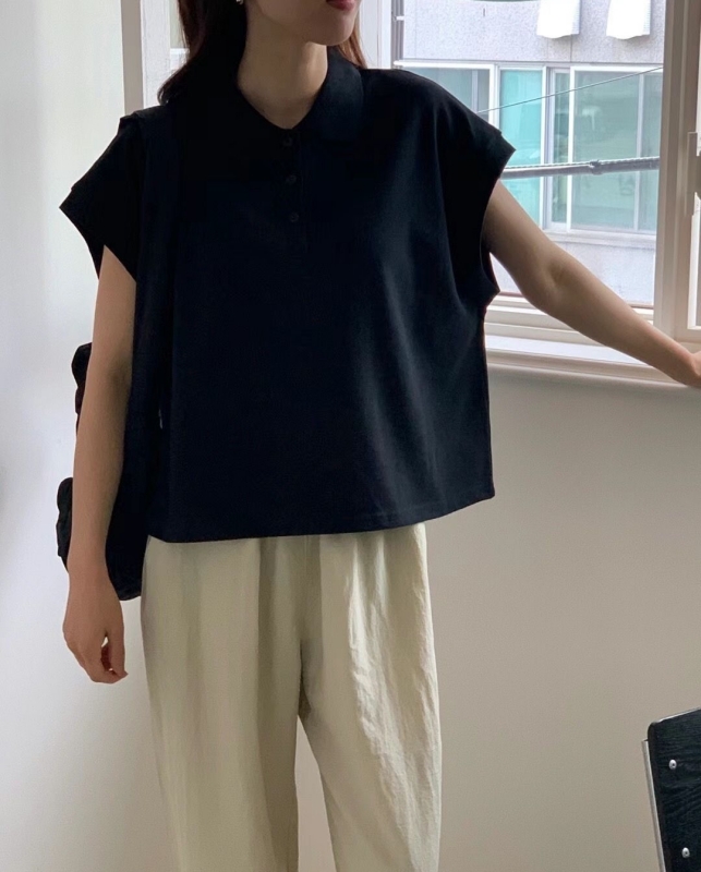 韓 半袖有領上衣 3色 size