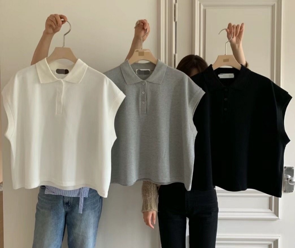 韓 半袖有領上衣 3色 size