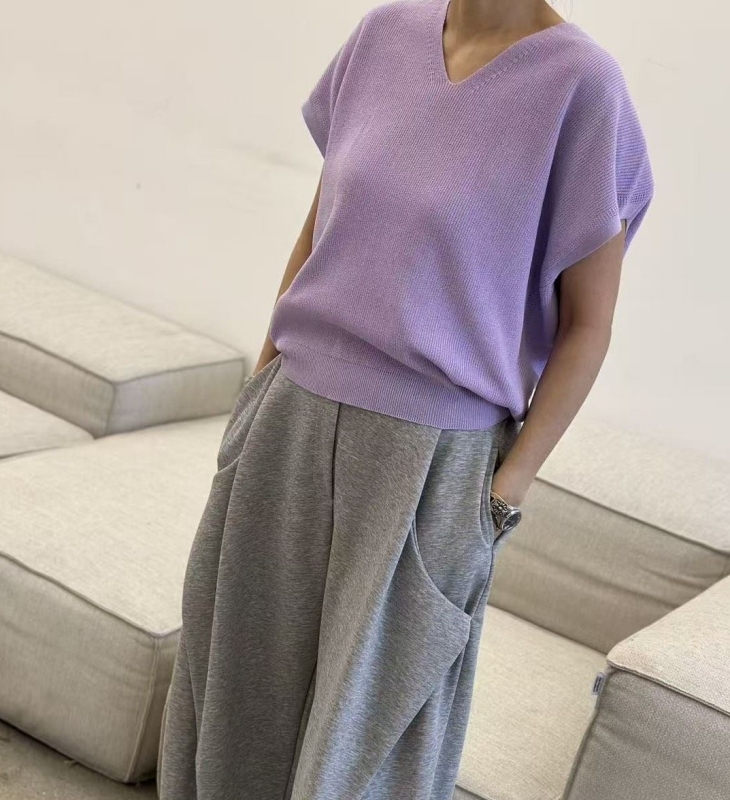 韓 前後V針織上衣 4色 size