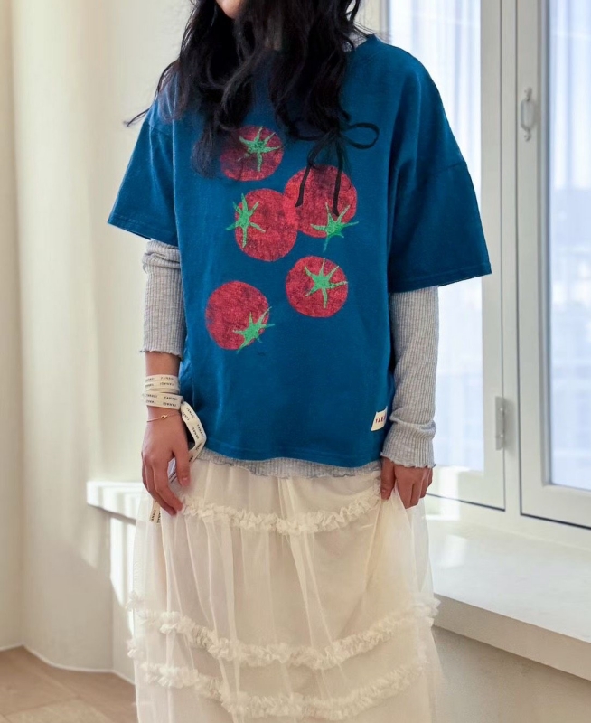 韓 很多顆番茄上衣 2色 size