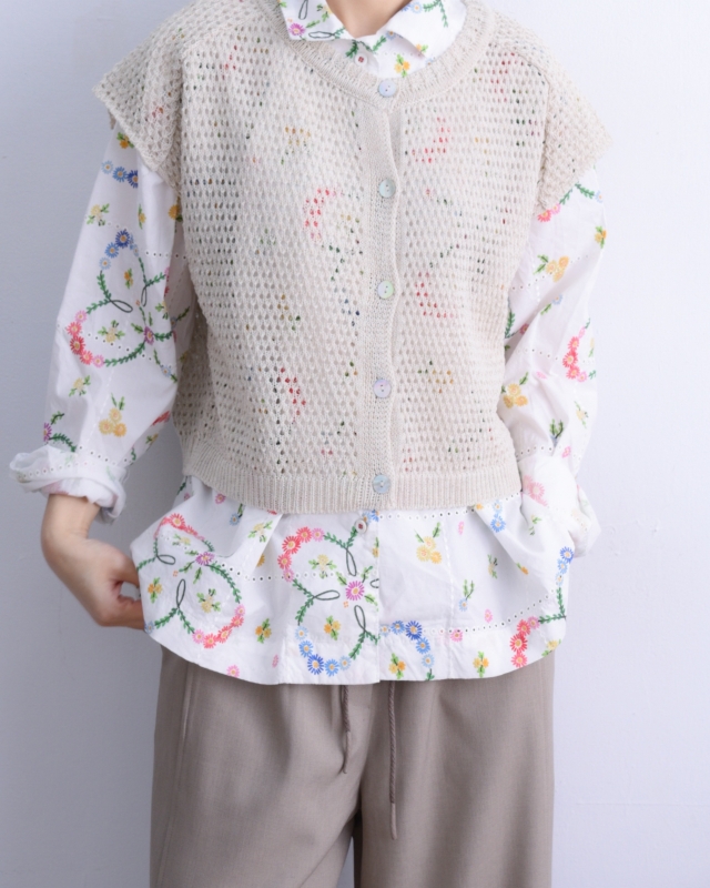 韓 洞洞短袖罩衫 3色 size