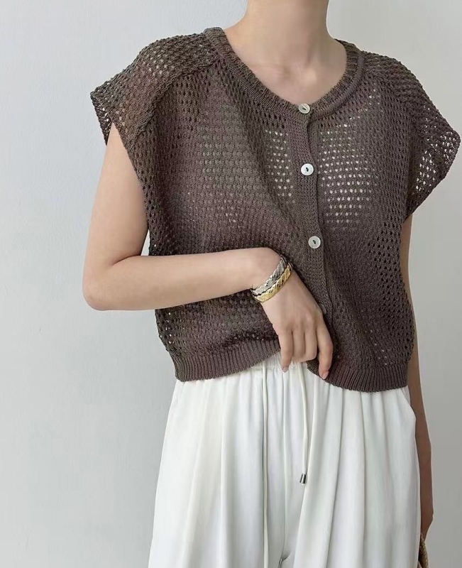 韓 洞洞短袖罩衫 3色 size