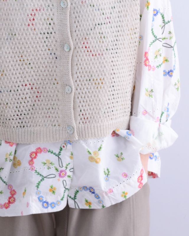 韓 洞洞短袖罩衫 3色 size