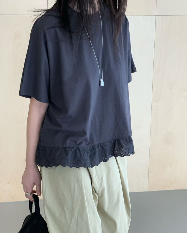 韓 下織花素上衣 3色