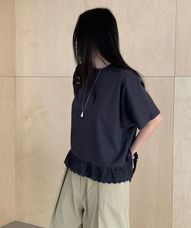 韓 下織花素上衣 3色