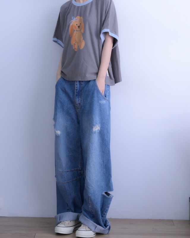 韓 蝴蝶結熊上衣 2色 size