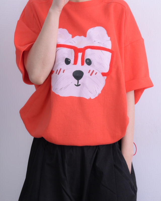 韓 戴眼鏡狗上衣 3色 size