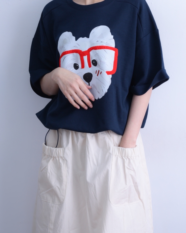 韓 戴眼鏡狗上衣 3色 size