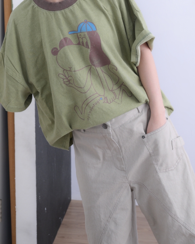 韓 配色領小狗上衣 2色 size