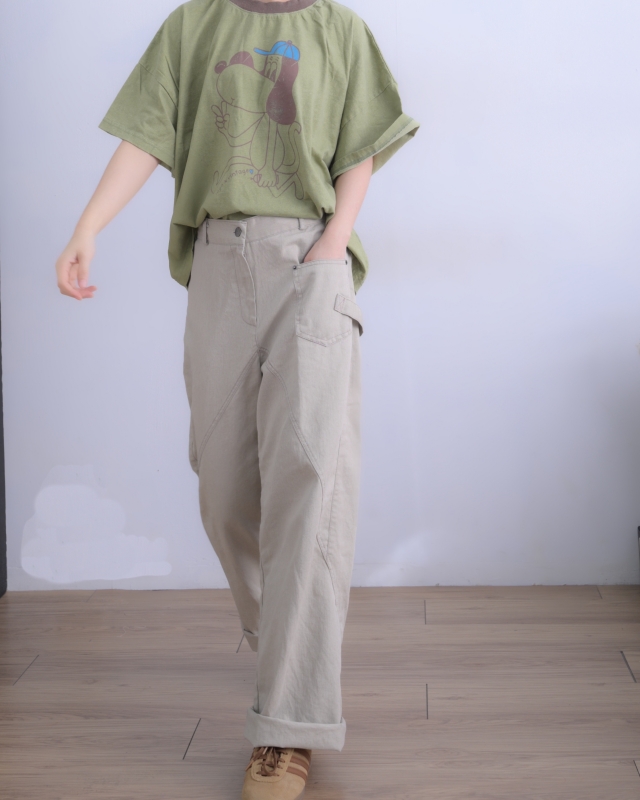 韓 配色領小狗上衣 2色 size
